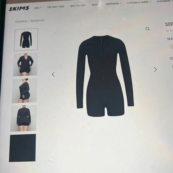 Skims Soft Lounge Button Up Henley Onesie - Picture 2 of 2